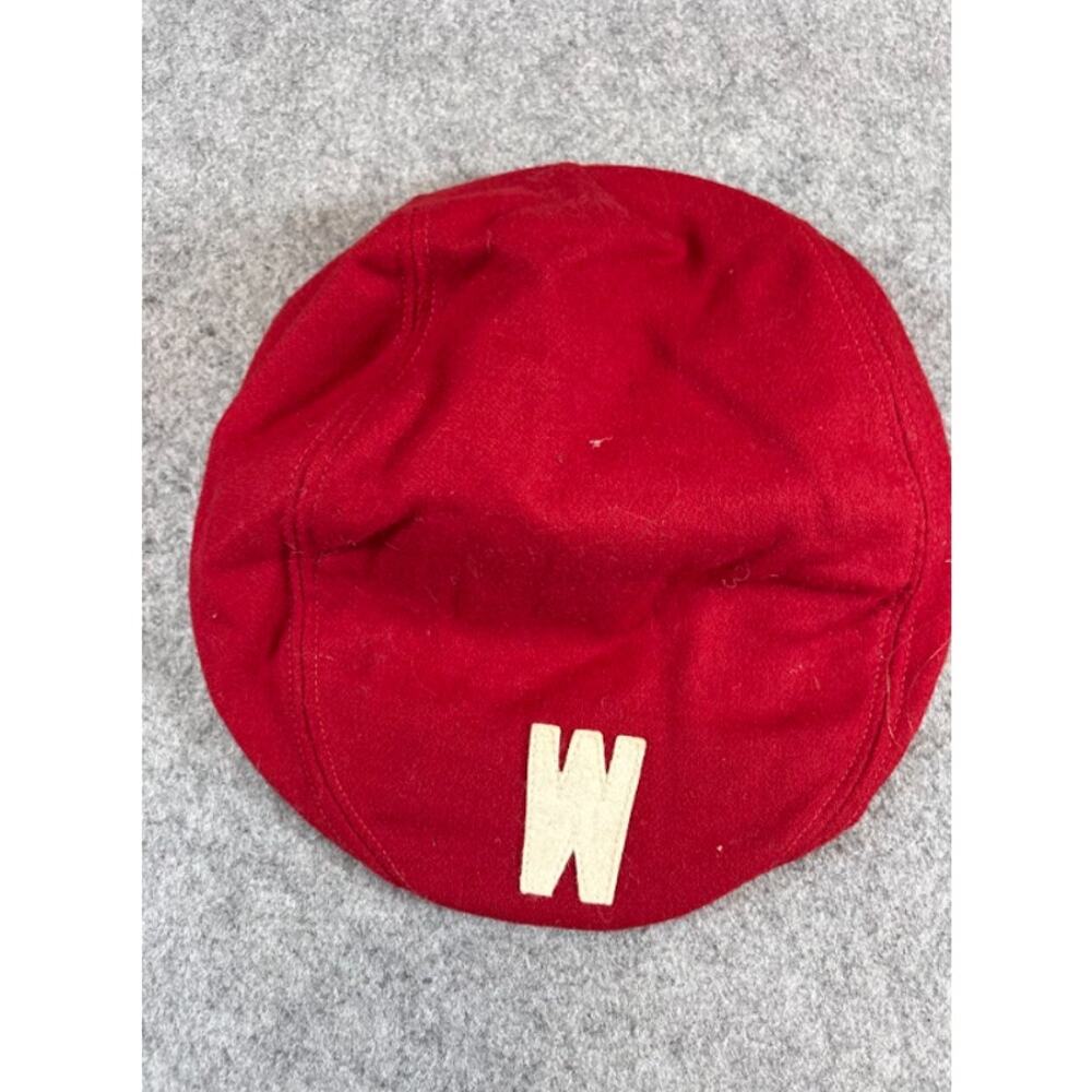 VTG 60s Wisconsin Badgers Stevens Newsboy Cap XL Red Wool Blend Retro Collegiate